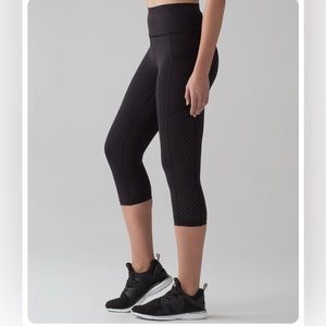 Lululemon Athletica Black Mind Over Miles Crop Leggings
